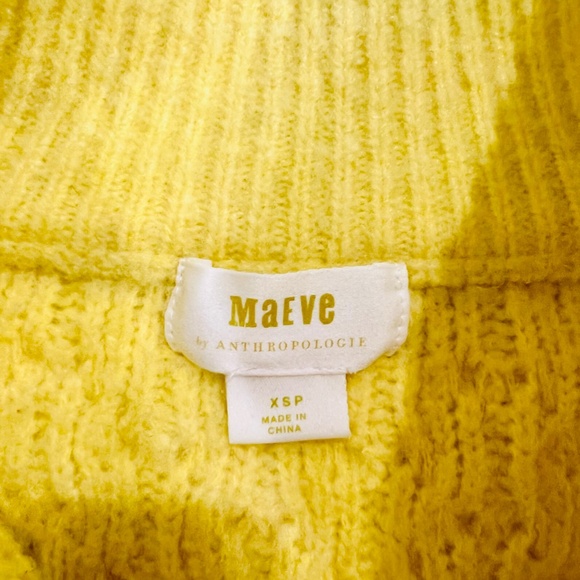 Anthropologie Buttercup Yellow Textured Knit Sweater Zip Cardigan XSP MSRP $158 - Picture 6 of 7